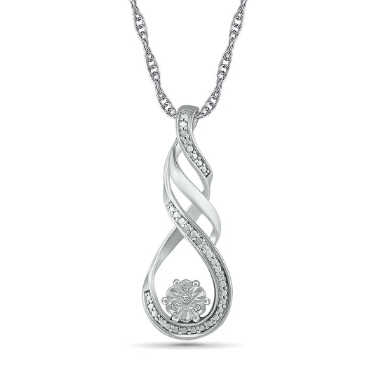 Natural Diamond Accent Cascading Twist Pendant in Sterling Silver