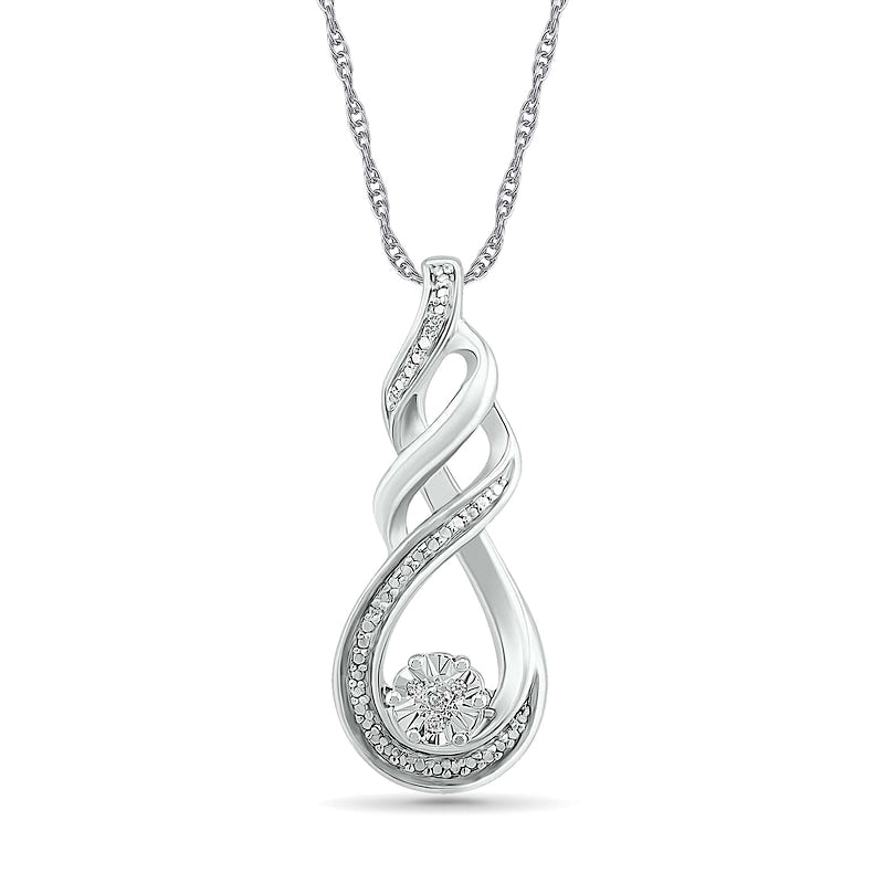 Natural Diamond Accent Cascading Flame Pendant in Sterling Silver