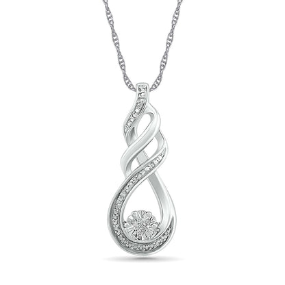 Natural Diamond Accent Cascading Flame Pendant in Sterling Silver