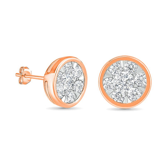1 CT. T.W. Composite Diamond Circle Stud Earrings in 10K Rose Gold