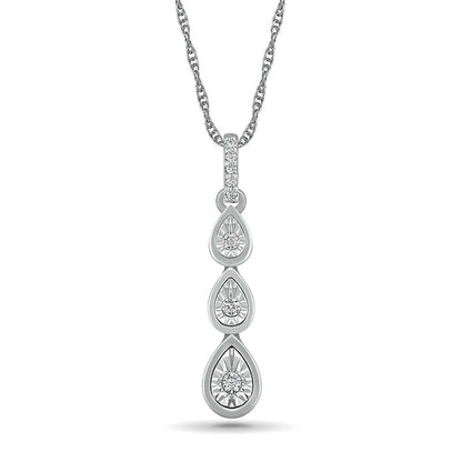 Natural Diamond Accent Triple Teardrop Pendant in Sterling Silver