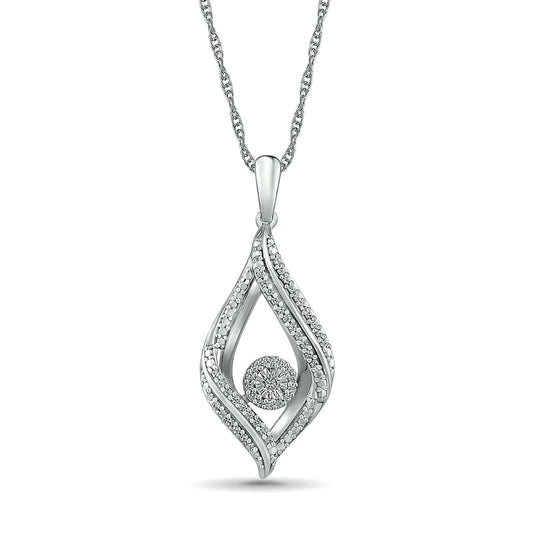 0.17 CT. T.W. Natural Diamond Open Flame Pendant in Sterling Silver