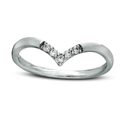 0.07 CT. T.W. Natural Diamond Chevron Ring in Solid 10K White Gold