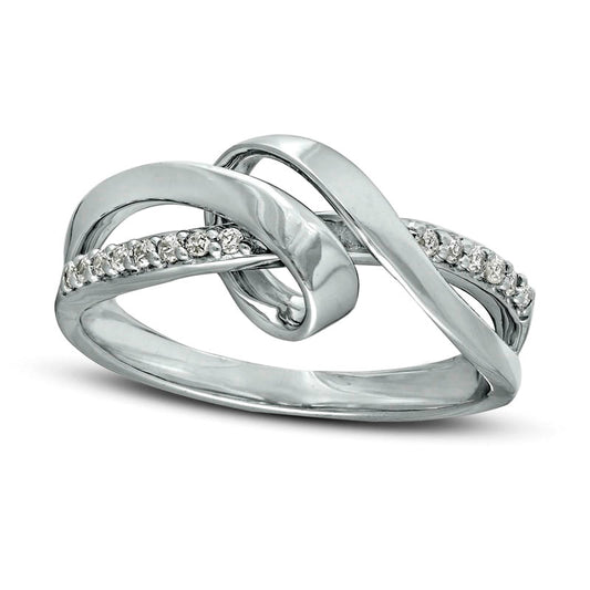 0.10 CT. T.W. Natural Diamond Ribbon Overlay Ring in Solid 10K White Gold
