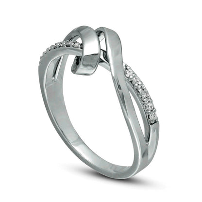 0.10 CT. T.W. Natural Diamond Ribbon Overlay Ring in Solid 10K White Gold
