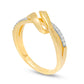 0.10 CT. T.W. Natural Diamond Ribbon Overlay Ring in Solid 10K Yellow Gold