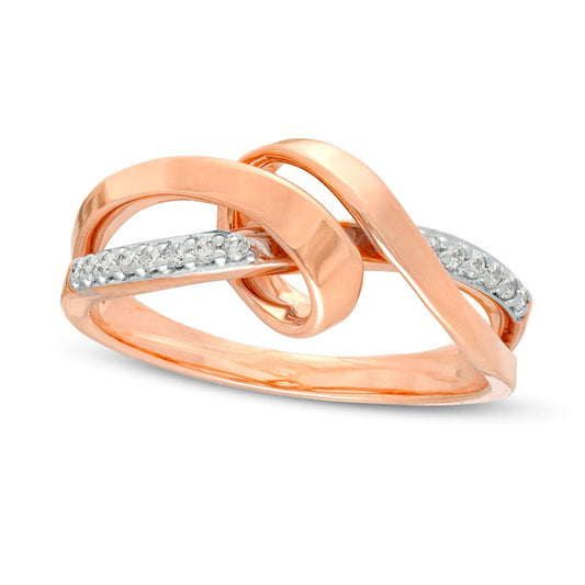 0.10 CT. T.W. Natural Diamond Ribbon Overlay Ring in Solid 10K Rose Gold