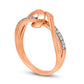 0.10 CT. T.W. Natural Diamond Ribbon Overlay Ring in Solid 10K Rose Gold