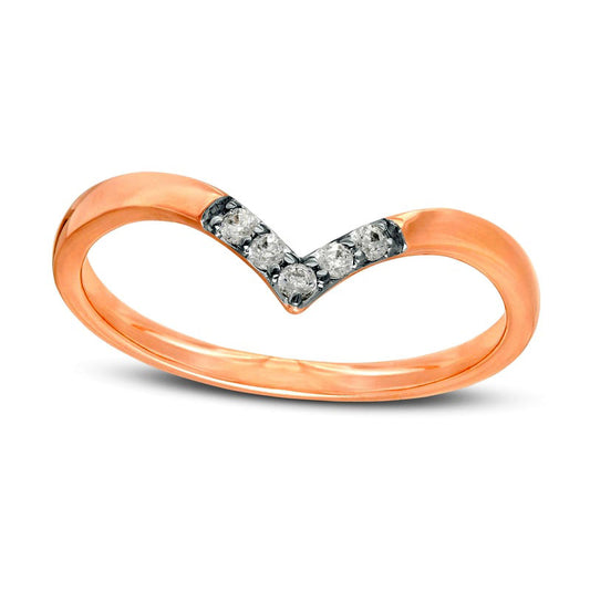 0.07 CT. T.W. Natural Diamond Chevron Ring in Solid 10K Rose Gold