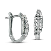 0.38 CT. T.W. Journey Diamond Edge Hoop Earrings in Sterling Silver