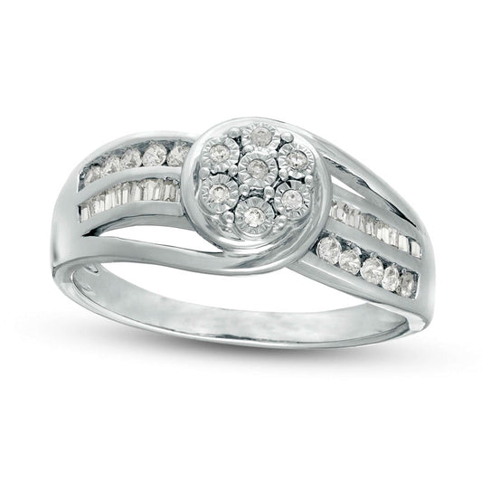 0.25 CT. T.W. Composite Natural Diamond Wavy Split Shank Promise Ring in Solid 10K White Gold