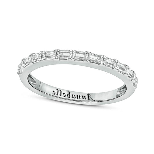 0.33 CT. T.W. Baguette Natural Diamond Engravable Anniversary Band in Solid 10K White Gold (1 Line)