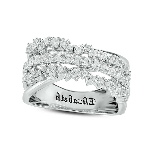 1.0 CT. T.W. Natural Diamond Triple Row Engravable Orbit Ring in Solid 10K White Gold (1 Line)