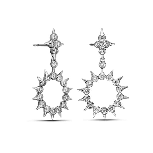 0.5 CT. T.W. Diamond Spikes Open Circle Drop Earrings in 10K White Gold