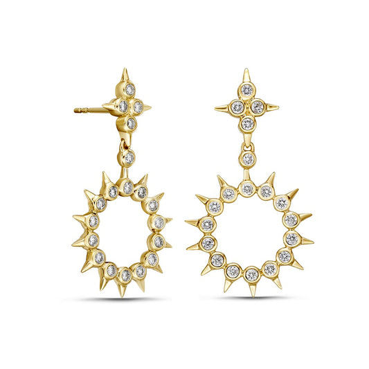 0.5 CT. T.W. Diamond Spikes Open Circle Drop Earrings in 10K Gold