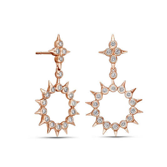 0.5 CT. T.W. Diamond Spikes Open Circle Drop Earrings in 10K Rose Gold