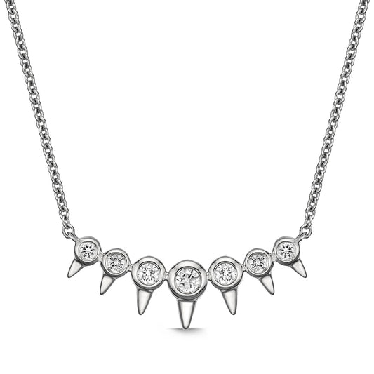 0.17 CT. T.W. Natural Diamond Spikes Bar Necklace in 10K White Gold