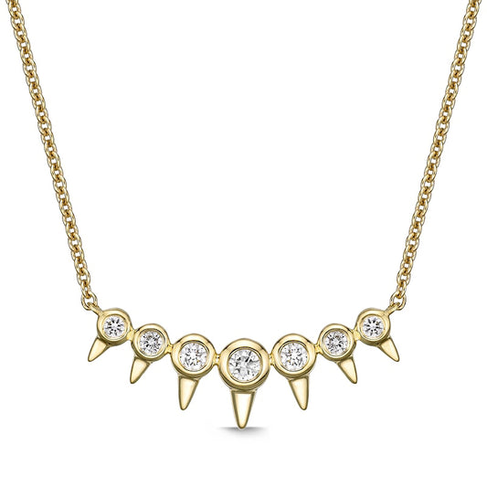 0.17 CT. T.W. Natural Diamond Spikes Bar Necklace in 10K Yellow Gold