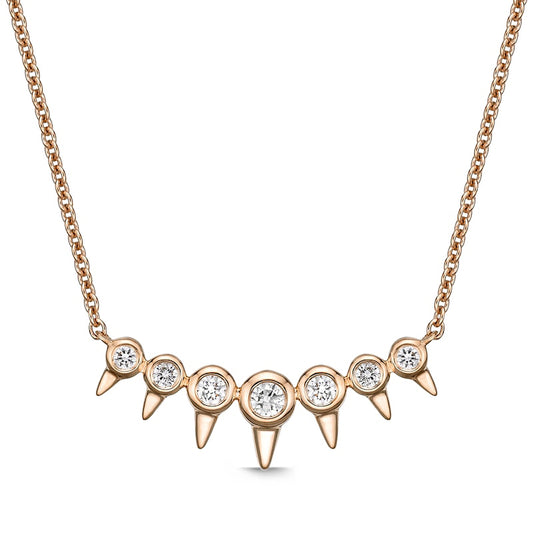 0.17 CT. T.W. Natural Diamond Spikes Bar Necklace in 10K Rose Gold