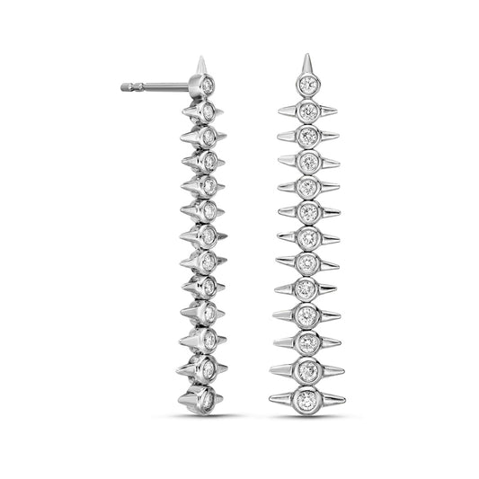 0.5 CT. T.W. Diamond Sideways Spikes Line Drop Earrings in 10K White Gold
