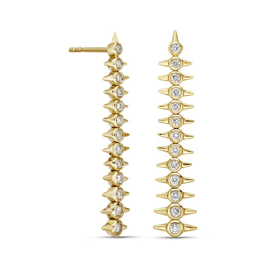 0.5 CT. T.W. Diamond Sideways Spikes Line Drop Earrings in 10K Gold
