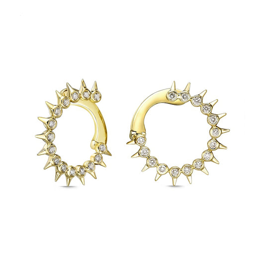 0.38 CT. T.W. Diamond Spikes Front Hoop Earrings in 10K Gold