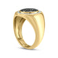 Men's 0.33 CT. T.W. Oval Composite Enhanced Black and White Natural Diamond Frame Signet Ring in Solid 10K Yellow Gold