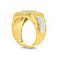 Men's 1.0 CT. T.W. Natural Diamond Frame Rectangle Signet Ring in Solid 10K Two-Tone Gold