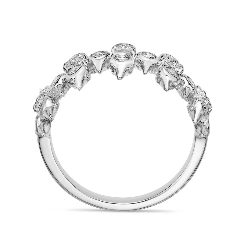 0.50 CT. T.W. Natural Diamond Spikes Multi-Row Ring in Solid 10K White Gold
