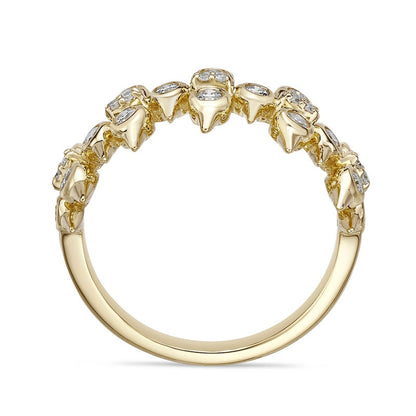 0.50 CT. T.W. Natural Diamond Spikes Multi-Row Ring in Solid 10K Yellow Gold