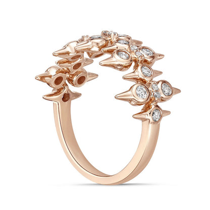 0.50 CT. T.W. Natural Diamond Spikes Multi-Row Ring in Solid 10K Rose Gold