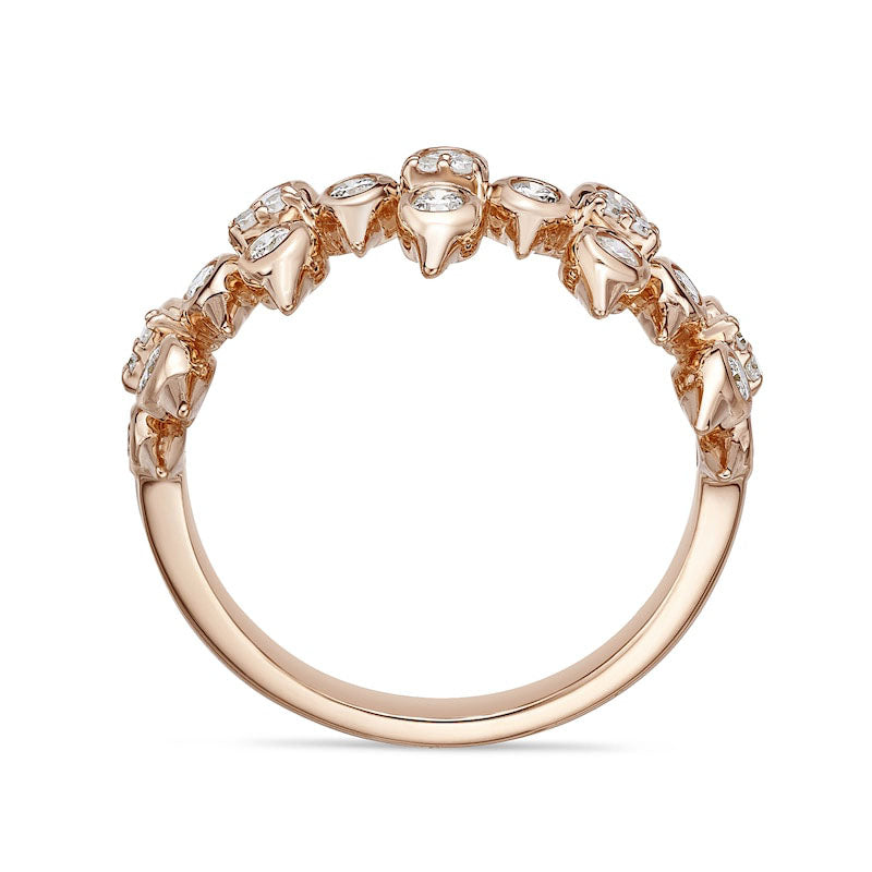 0.50 CT. T.W. Natural Diamond Spikes Multi-Row Ring in Solid 10K Rose Gold
