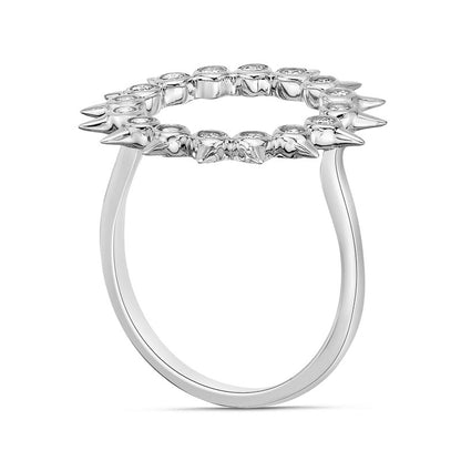 0.25 CT. T.W. Natural Diamond Spikes Circle Ring in Solid 10K White Gold