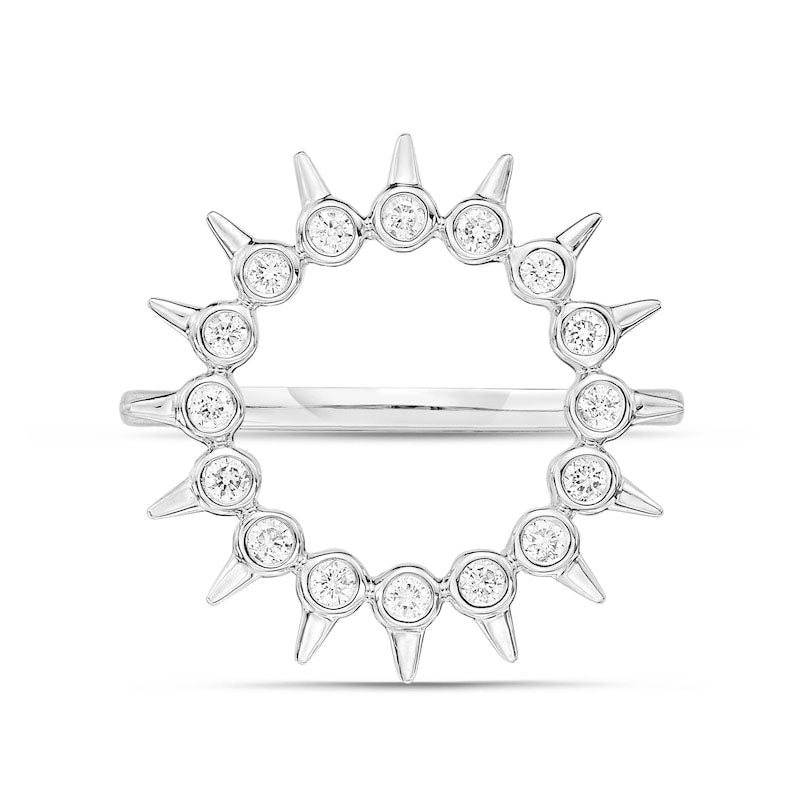 0.25 CT. T.W. Natural Diamond Spikes Circle Ring in Solid 10K White Gold