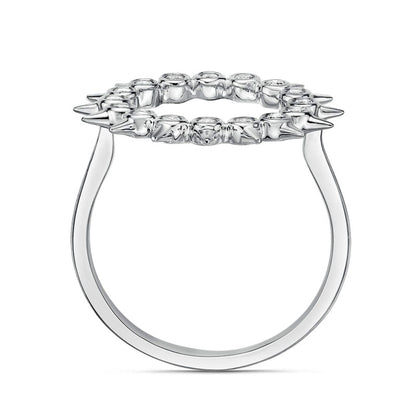 0.25 CT. T.W. Natural Diamond Spikes Circle Ring in Solid 10K White Gold