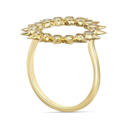 0.25 CT. T.W. Natural Diamond Spikes Circle Ring in Solid 10K Yellow Gold