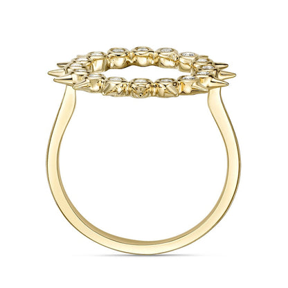 0.25 CT. T.W. Natural Diamond Spikes Circle Ring in Solid 10K Yellow Gold