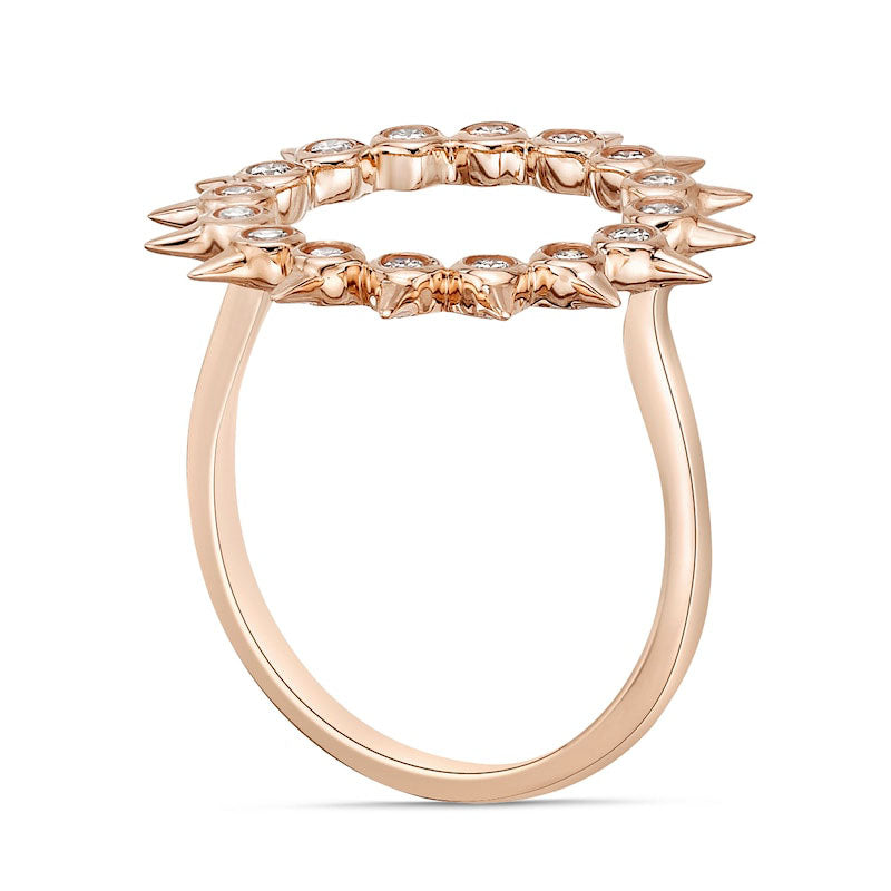 0.25 CT. T.W. Natural Diamond Spikes Circle Ring in Solid 10K Rose Gold