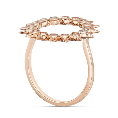 0.25 CT. T.W. Natural Diamond Spikes Circle Ring in Solid 10K Rose Gold