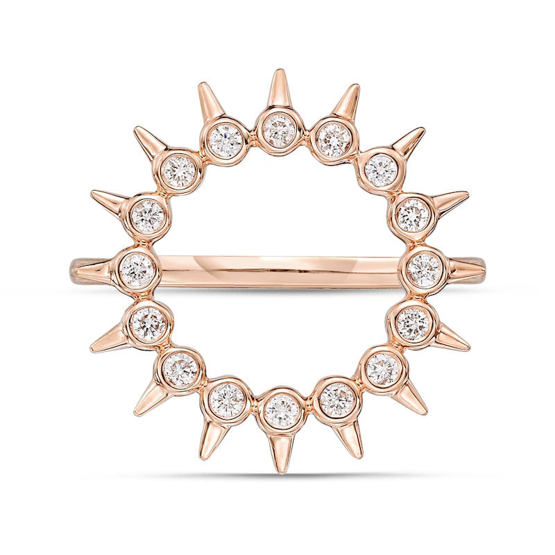0.25 CT. T.W. Natural Diamond Spikes Circle Ring in Solid 10K Rose Gold