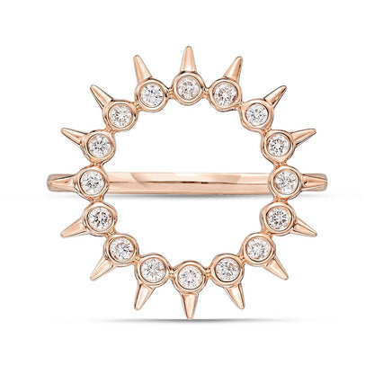 0.25 CT. T.W. Natural Diamond Spikes Circle Ring in Solid 10K Rose Gold