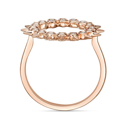 0.25 CT. T.W. Natural Diamond Spikes Circle Ring in Solid 10K Rose Gold