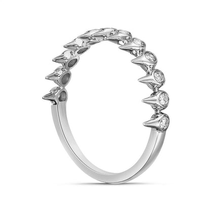 0.25 CT. T.W. Natural Diamond Single Spikes Row Ring in Solid 10K White Gold