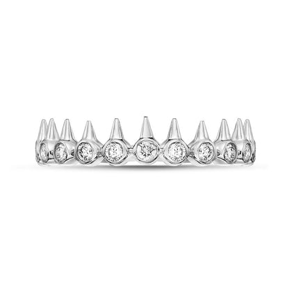 0.25 CT. T.W. Natural Diamond Single Spikes Row Ring in Solid 10K White Gold