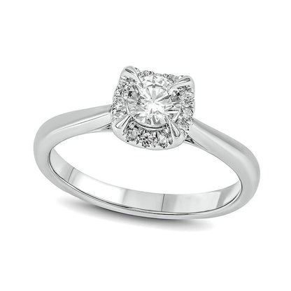 0.50 CT. T.W. Natural Diamond Cushion Frame Engagement Ring in Solid 10K White Gold
