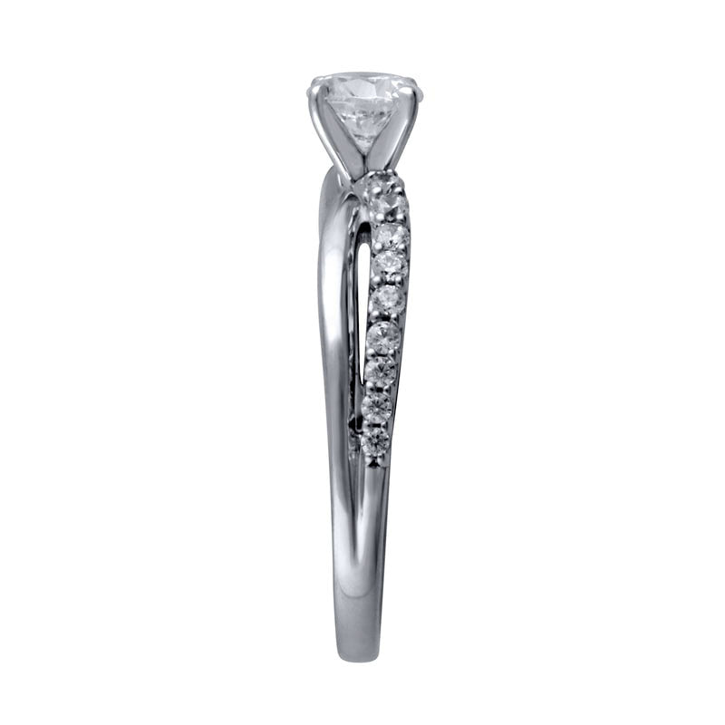 0.75 CT. T.W. Natural Diamond Twist Shank Engagement Ring in Solid 14K White Gold