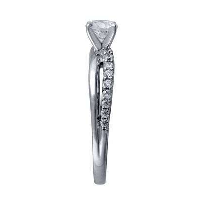 0.75 CT. T.W. Natural Diamond Twist Shank Engagement Ring in Solid 14K White Gold
