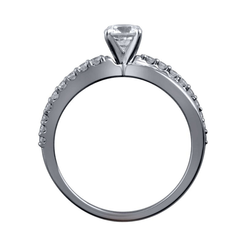 0.75 CT. T.W. Natural Diamond Twist Shank Engagement Ring in Solid 14K White Gold
