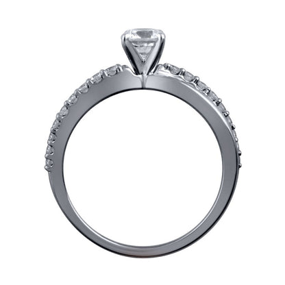 0.75 CT. T.W. Natural Diamond Twist Shank Engagement Ring in Solid 14K White Gold
