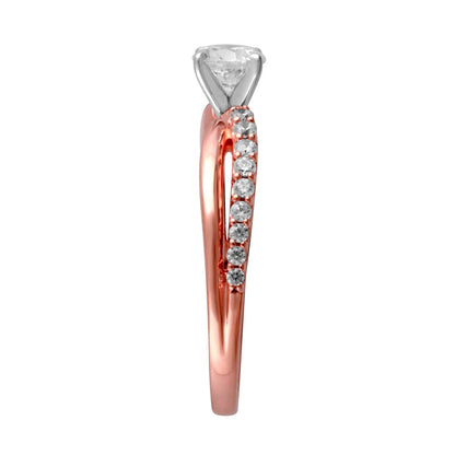 0.75 CT. T.W. Natural Diamond Twist Shank Engagement Ring in Solid 14K Rose Gold